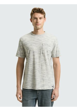 IN MELANGE-OPTIK MIT BRUSTTASCHE - T-shirt print - gardenia white multi inject