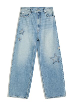 Bershka, BAGGY WITH PATCHED STARS - JEANS - Relaxed fit jeans - blue denim