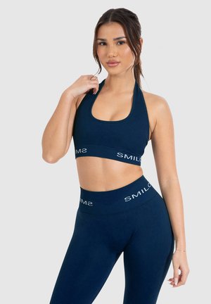 AZURA RIBBED NECK HOLDER BRA - Sport-BH med medium stöd - dunkelblau