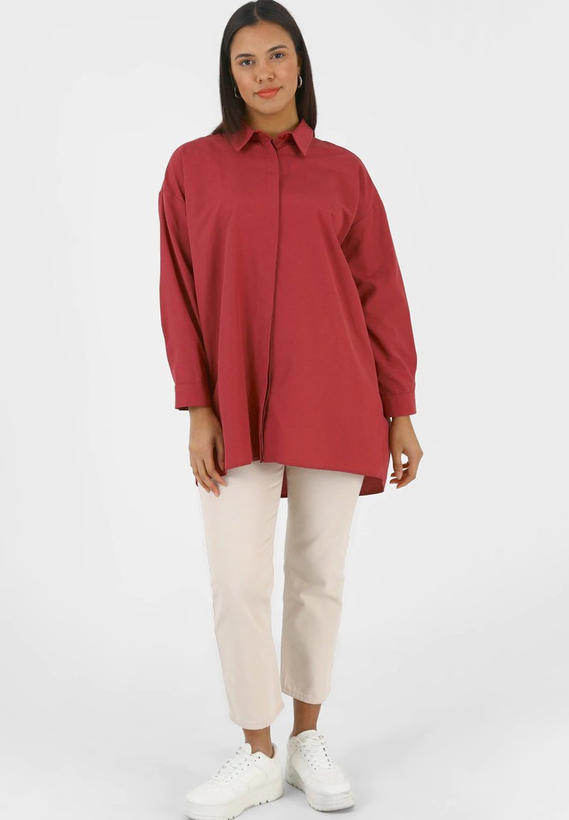 Modanisa POINT COLLAR PLUS SIZE ALIA Hemdbluse mottled pink/pink