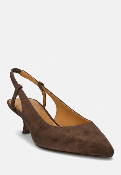 Polo Ralph Lauren GOAT SUEDE SLINGBACK HEEL - Klasiski papēži - chocolate