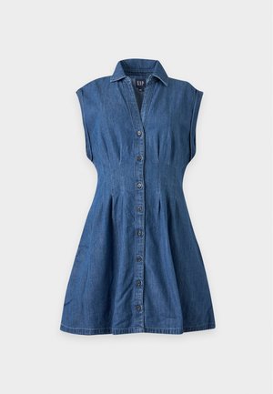 GAP, PINTUCK MINI DRESS PETAL - Robe en jean - medium wash