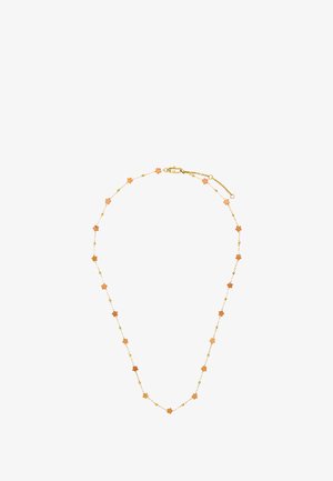 Naszyjnik w kolorze złotym z gwiazdkowymi ogniwami, charakteryzujący się delikatnym łańcuchem i bezpiecznym zapięciem. Gwiazdy są równomiernie rozmieszczone wzdłuż łańcucha.