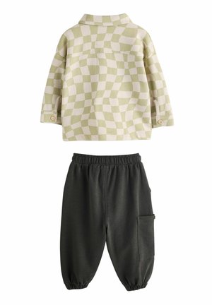 Next REGULAR FIT-JOGGERS SET - Kelnės - sage green checkerboard