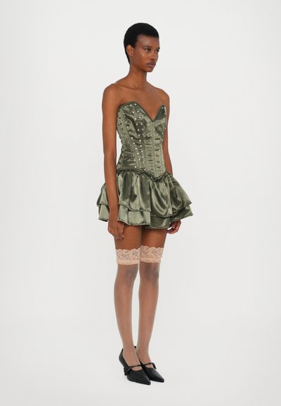 Sinead Gorey STUDDED CORSET MINI DRESS - Koktailové šaty/večierkové šaty - khaki