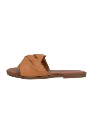 Pantolette flach - cognac