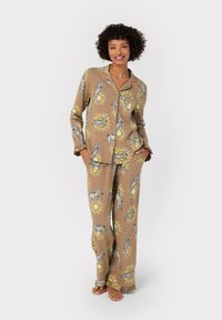 Chelsea Peers FRILL ZEBRA PRINT LONG SET - Pyjama - brown