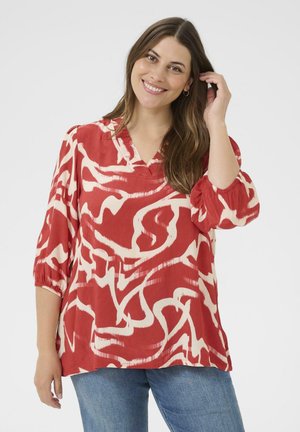 Kaffe Curve MAREN FRILL - Blouse - true red nature graphic