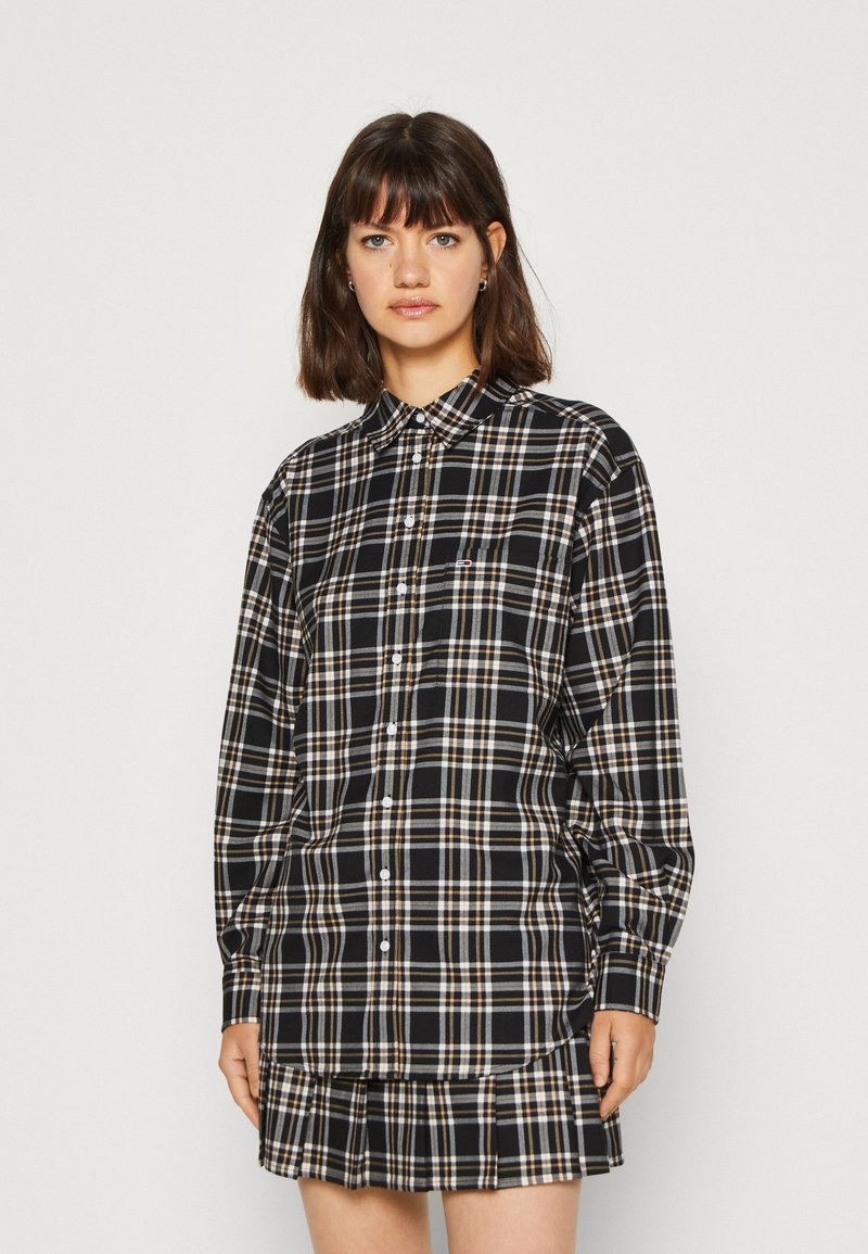 Tommy Jeans CHECK OVERSHIRT - Blusa - black