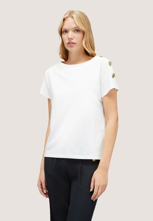 T-Shirt Femme Elena Mirò - Taille XL Confortable - Ivoire Avec Broderies Perle