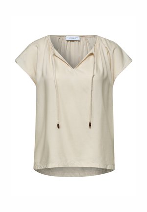 Street One Studio, DROPPED-SHOULDER BLOUSE WITH SPLIT NECK - Blouse - stone sand