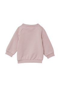 Felpa rosa chiaro con maniche lunghe a sbuffo, scollo rotondo e orlo a coste. Tessuto morbido con texture liscia. Senza motivi visibili.