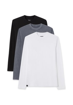 TRIPACK - Maglietta a manica lunga - black/white/grey