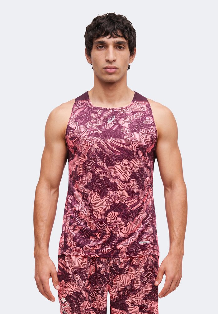 ASICS FUJITRAIL SINGLET - Top - blazing coral/dark aubergine
