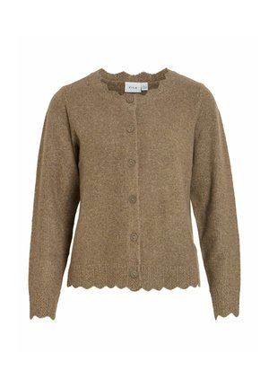 VILA, KNITTED CARDIGAN VINIKOLINA BUTTONED - Gilet - brown