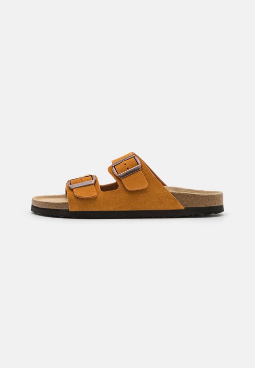 Mules/sabots Homme En Liège Et Cuir - Sangle Réglable - Taille EU 41 à 46 - Pour Intérieur Et Extérieur, Plage, Maison