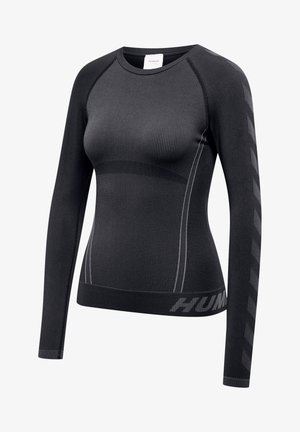 CHRISTEL SEAMLESS - Long sleeved top - black asphalt melange