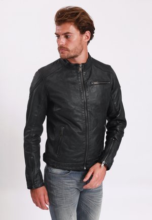 Lee Cooper JACKET WITH ROUND COLLAR - Leren jas - vintage black