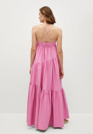 MIT RÜSCHEN - Vestido largo - rosa