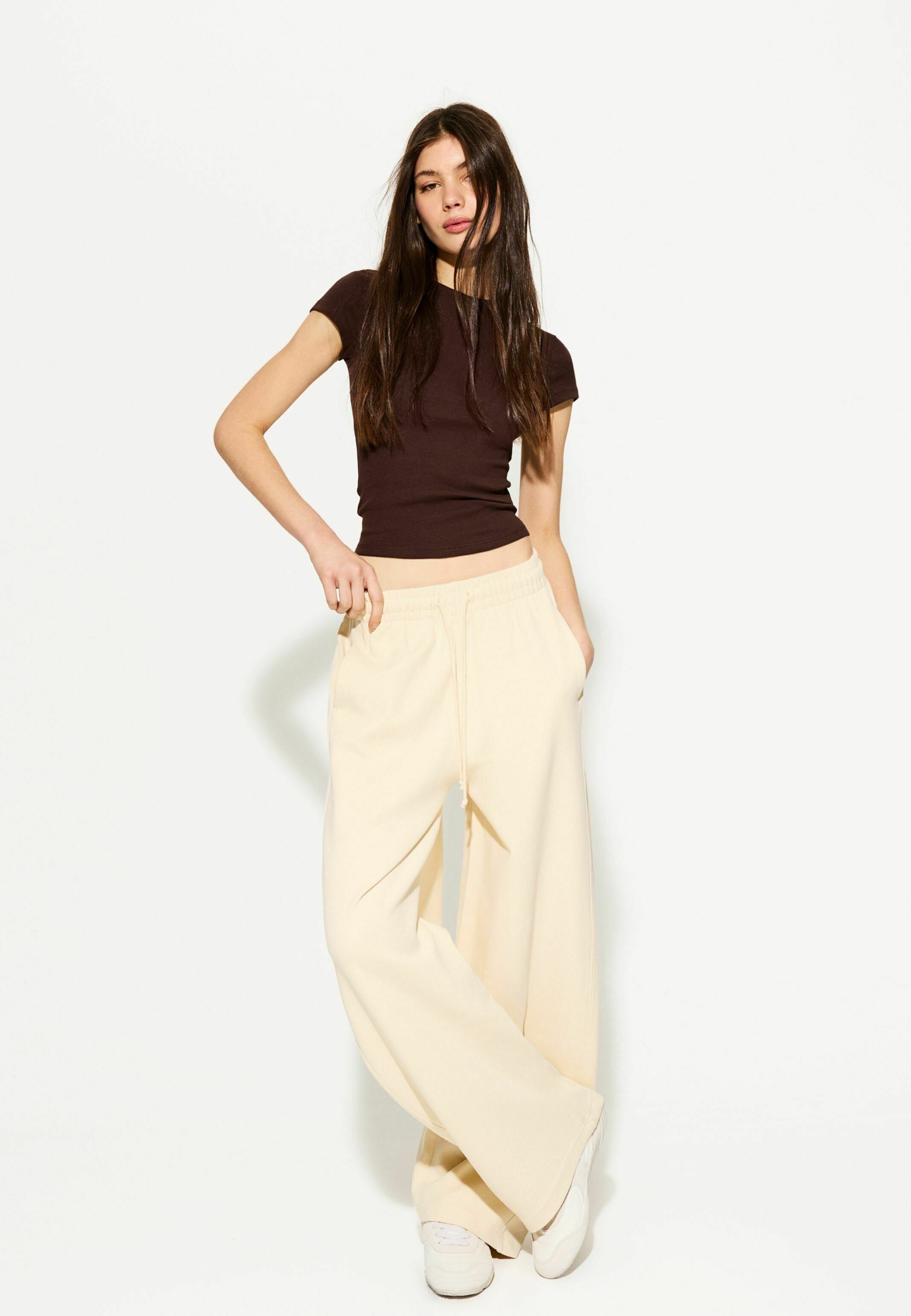 【BAON】[unisex] Baindi Peach Fuzz Banding String Wide Pt Bershka - Spodnie treningowe/piaskowy - Zalando.pl