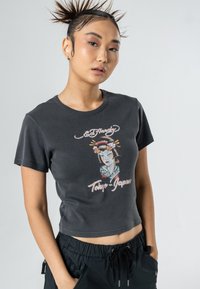 Ed Hardy TOKYO-GEISHA TIGHT  - T-shirts print - washed black