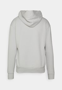 Felpa con cappuccio grigio chiaro, caratterizzata da cappuccio spazioso, maniche lunghe, polsini e orlo a costine. Texture liscia con design minimale e senza loghi visibili.