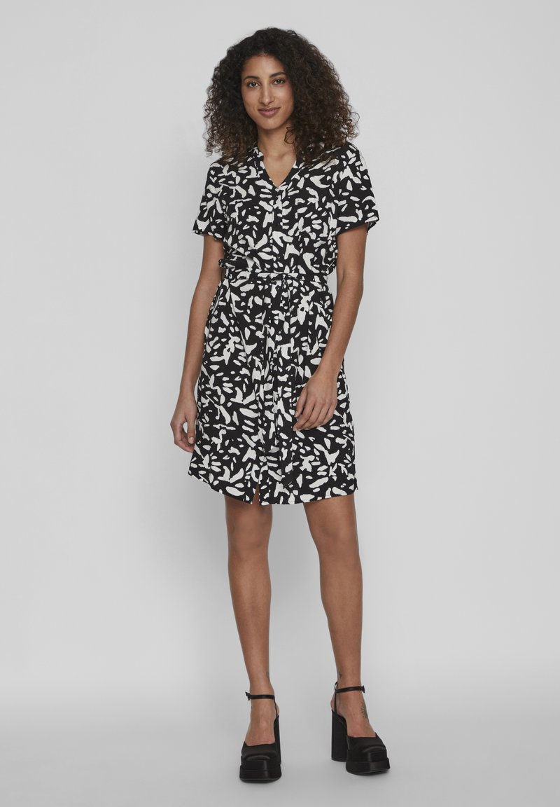 VILA KURZÄRMELIGES - Abito a camicia - black
