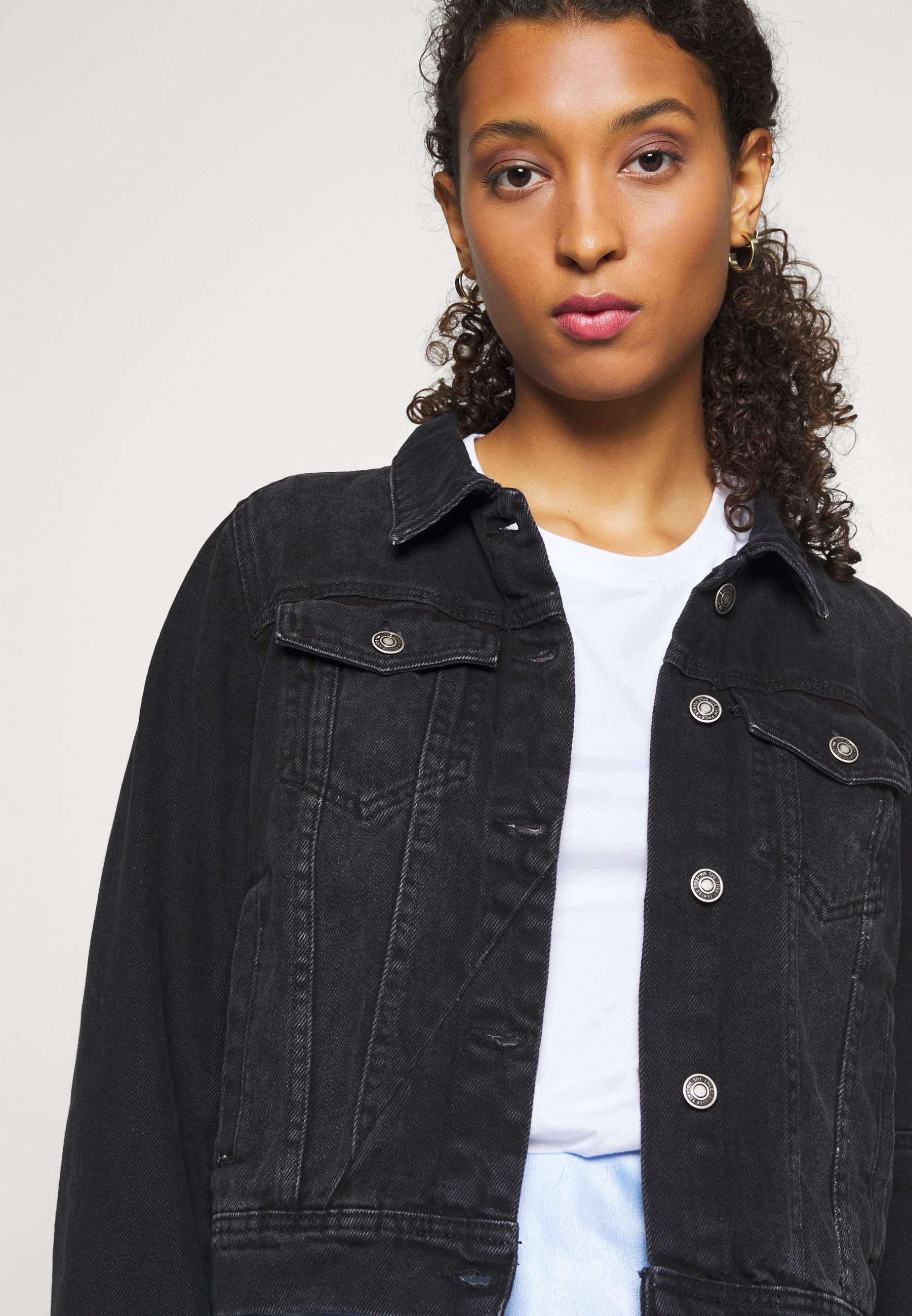 rumors washed black denim jacket