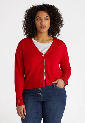 CON DETTAGLIO AI POLSI - Cardigan - rosso