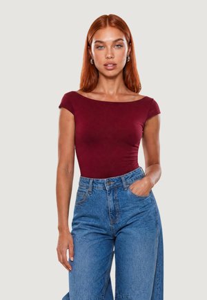 I AM, TOP CON SCOLLO DIETRO 1888 - T-shirt con stampa - bordeaux