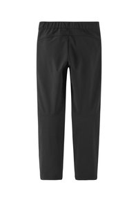 Czarne spodnie sportowe z gładkiego, elastycznego materiału. Posiadają elastyczny pas i akcenty na szwie kolanowym dla lepszej elastyczności i komfortu.