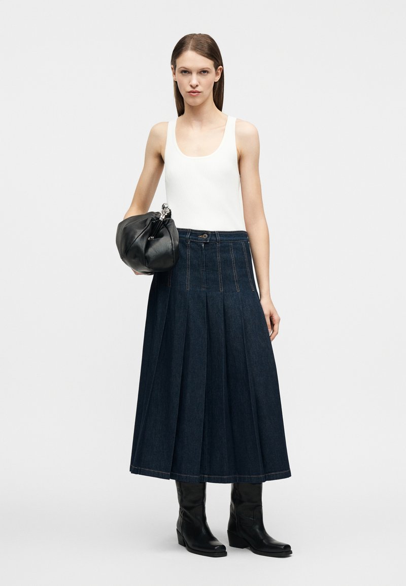 Jupe Maxi Longue Femme Max Studio – Rayures Bleu Marine Et Blanc – Taille M