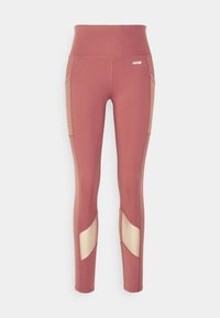 Tights i stretchig tyg i en dammig rosafärg, med meshpaneler i en ljusare nyans och hög midja med logga.