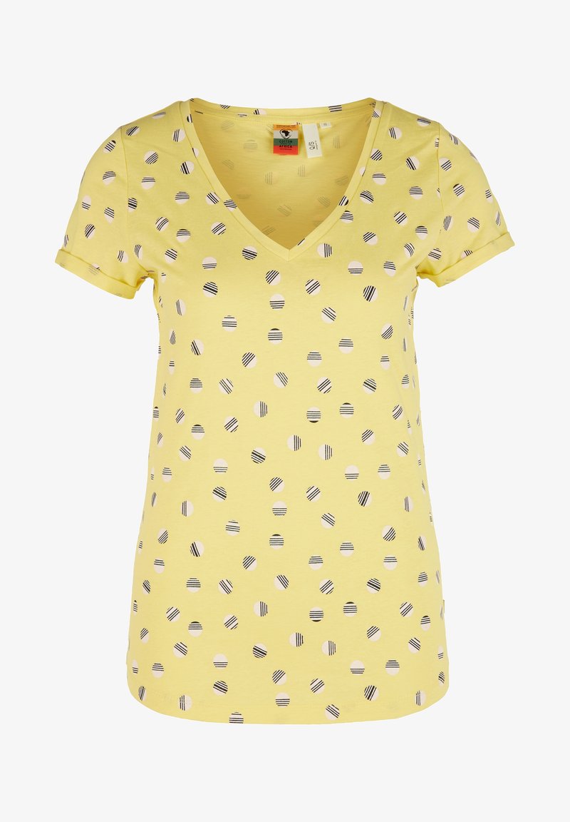 Q S Designed By Imprime A Encolure En V T Shirt Print Yellow Gelb Zalando De