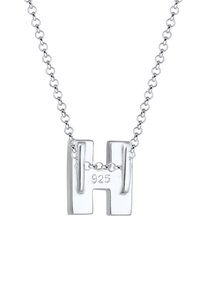 Collier en argent avec un pendentif en forme de "H" audacieux et un design de chaîne, marqué "925" pour garantir l'authenticité de l'argent sterling.