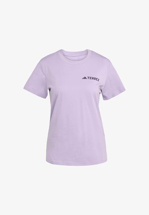 Lilac short-sleeve t-shirt made of cotton, featuring a black "TERREX" logo on the left chest area. Simple, crew neck design.