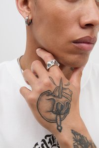 FACETED SKULL HEART BAND - Anel - silver-coloured