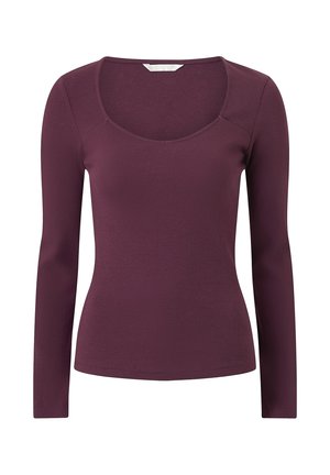 Ellos Collection, GERIPPTES OBERTEIL AUS BAUMWOLLJERSEY. - Langærmet T-shirt - bordeaux