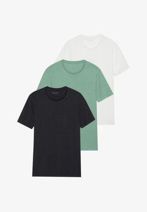 EMBROIDERED 3 PACK - Osnovna majica kratkih rukava - granite green/egret/true black