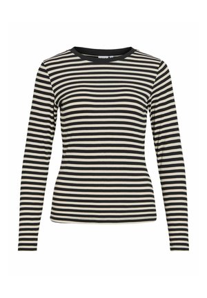 VILA, LONG SLEEVED TOP VIAVERA ROUND NECK - Langarmshirt - black beauty