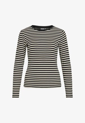 VILA, LONG SLEEVED TOP VIAVERA ROUND NECK - Camiseta de manga larga - black beauty