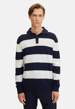 Neule - navy off white block stripe