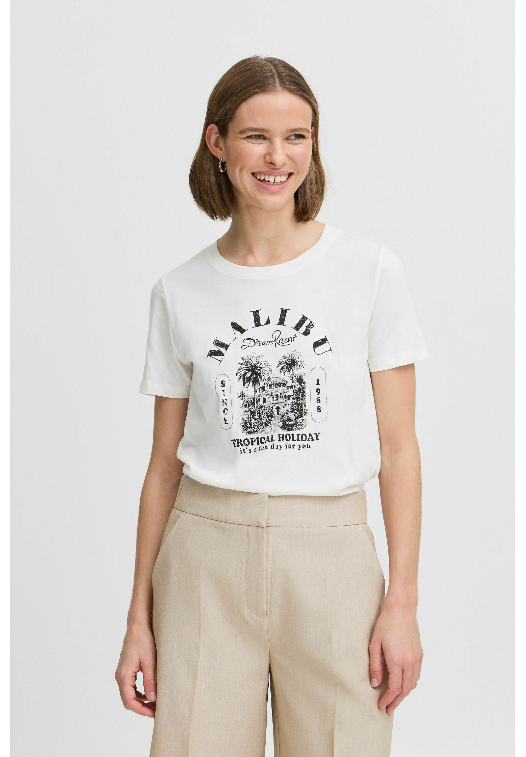 売れ筋商品|||ビーヤング Tシャツ レディース トップス BYSOBBE - Print T-shirt - marshmallow b.young BYSOBBE - T-shirt print - marshmallow/wit - Zalando.nl