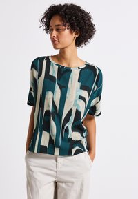 Street One GEMUSTERTES CRINKLE - Print T-shirt - türkis