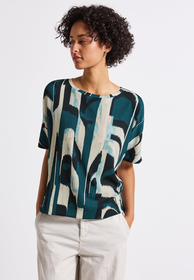 Street One GEMUSTERTES CRINKLE - Print T-shirt - türkis