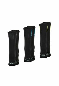 Athena LOT DE 3 PAIRES DE MI-HAUTES  DRY - Chaussettes - noir et jaune-noir et bleu-noir et violet