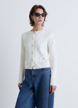 Calliope, MAGLIA TINTA UNITA - Cardigan - bianco lana