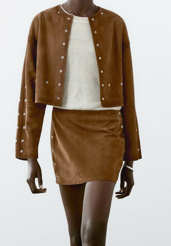 WITH EYELETS - Leather skirt