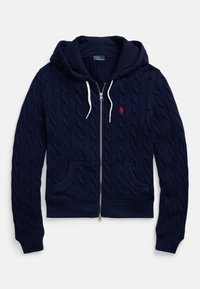 CABLE KNIT COTTON FULL ZIP HOODIE - Cardigan - newport navy