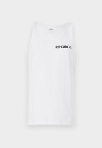 Top din bumbac alb, cu un logo negru "RIPCURL" pe partea stângă. Design simplu, cu gât rotunjit și fără mâneci.